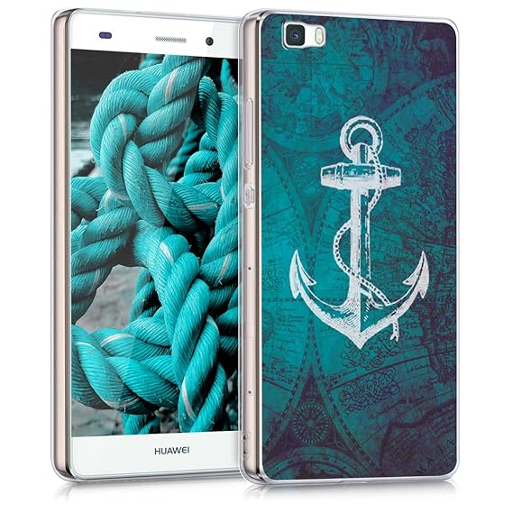 kwmobile Huawei P8 Lite (2015) Hülle - Handyhülle für Huawei P8 Lite (2015) - Handy Case in Weiß Blau