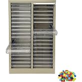 JARYANNIX File Cabinet with Label Transparent Drawers 36 Small Drawers Document Filing Steel Storage Organizer with Curved Handles and Label for Small Parts Office Business Use