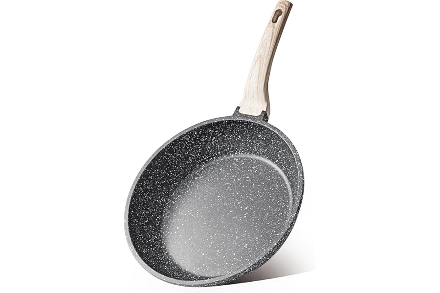 CAROTE Nonstick Frying Pan Skillet,Non Stick Granite Fry Pan Egg Pan Omelet Pans, Stone Cookware Chef's Pan, PFOA Free,Induct Book