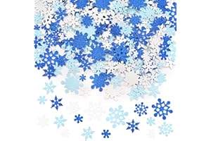 SPINLALA 500 Pieces Snowflake Glitter Foam Stickers - Assorted Blue and White Snowflake Snow Shape Foam Stickers Self-Adhesive for Kids Crafts Christmas Winter Holiday Decorations Party Favor Supplies