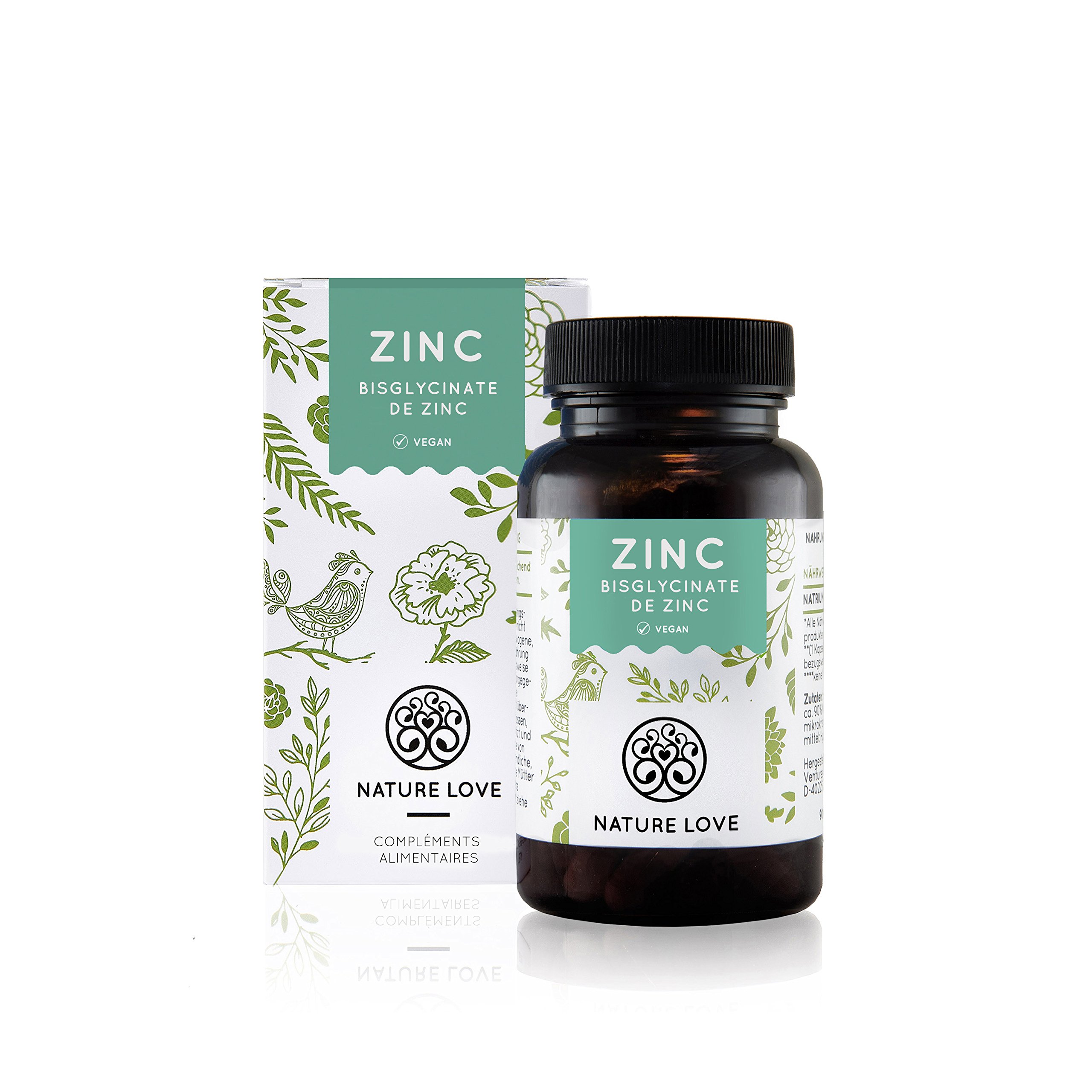 365 comprimés de zinc. Biodisponibiité élevée du bisglycinate de zinc (chélaté de zinc). Testé en laboratoire. Sans d’additifs alimentaires indésirables. Dosage élevé, végétalien, fabriqué en Allemagne. Complément alimentaire de nature love