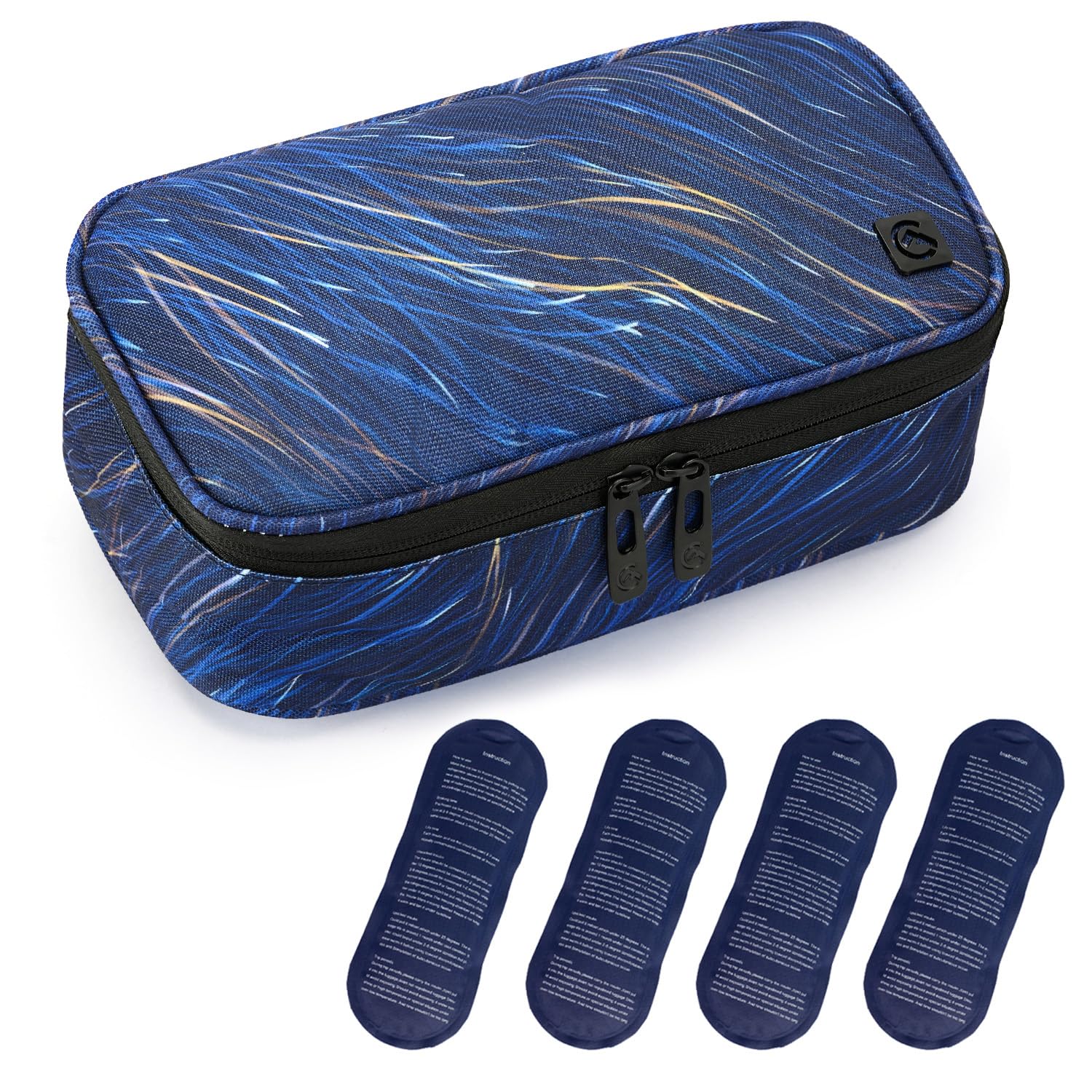 ALLCAMP Insulin Cooler Travel Case, Portable Insulin Cooler for Diabetics, with 4 Cool Bag Small, Insulated Lining and Pen Compartment (Blue)