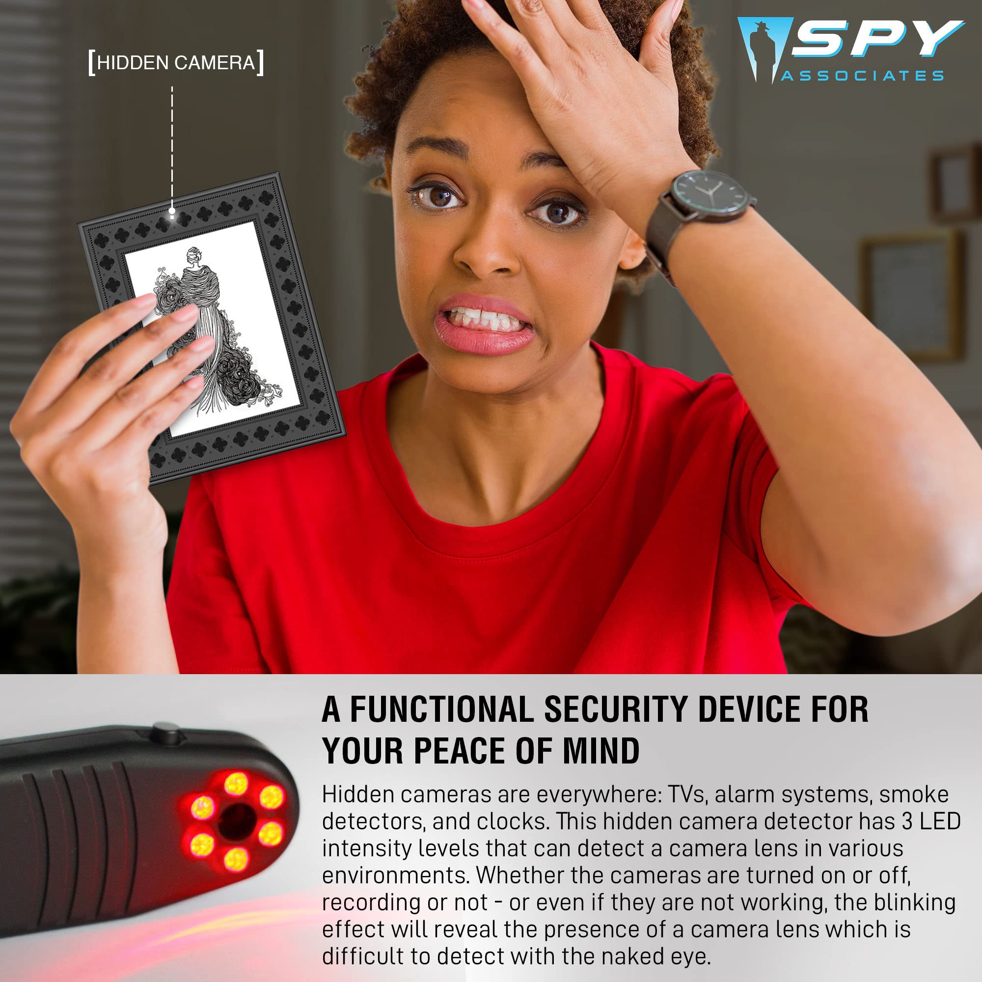 SPYFINDER PRO Portable Hidden Camera Detector and Anti-Spy Scanner - Detects Covert Video Devices and Tracking Cameras