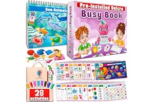 Curious 2 Learn Montessori Busy Book for Toddlers Ages 3-5 – Preassembled Preschool Learning Binder with Travel Bag & 8 Markers – Montessori Educational Toy for Kids