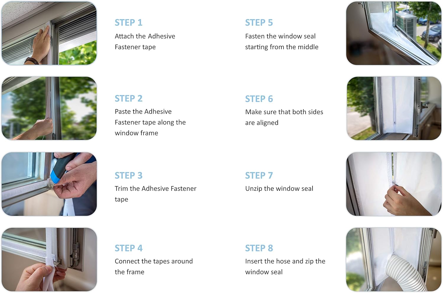 Window Seal for AC Unit – Window Seal For Portable Air Conditioner – Sealing AC with Zip and Adhesive Fastener – Best Way to Seal Casement Window With Maximum Length of 158 inches: Appliances