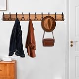 WEBI Coat Rack Wall Mount 98cm Long 10 Hooks Solid Wood Rustic Brown view 7