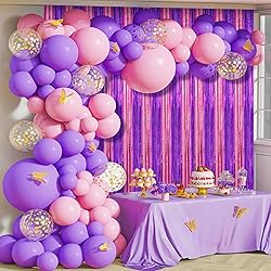 2 Pack Pink and Purple Foil Fringe Curtains