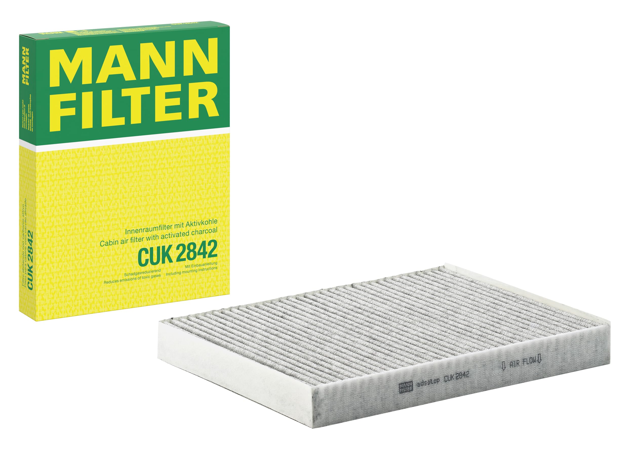 MANN-FILTER CUK 2842 Cabin Air Filter - Pollen Filter with Activated Carbon - for Cars + Transporters