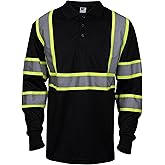 L&M® Hi Vis T Shirt Polo Shirt ANSI Class 3 Reflective Safety Lime Orange Black Short Long Sleeve HIGH Visibility