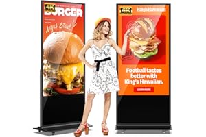 JIYANG 65 Inch 4K Digital Signage Display,Indoor Floor Standing TouchScreen Advertising Display Kiosk Android System,Commercial LCD Totem Support HDMI-in,Free Customization Stickers and CMS System(Black)