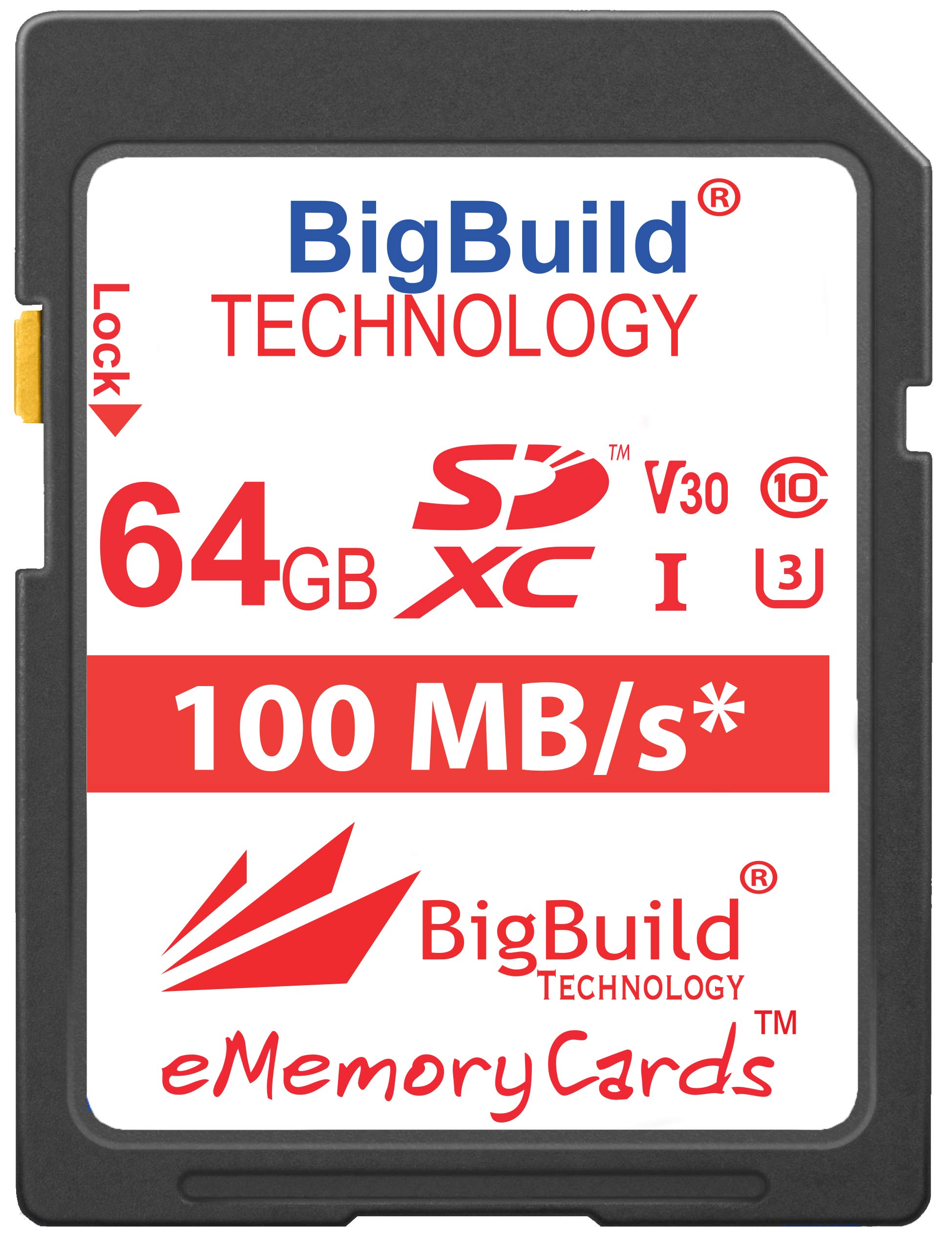 BigBuild Technology 64GB Ultra Fast U3 100MB/s Memory Card For Canon EOS 250D, Canon EOS 90D Camera, Class 10 SDXC