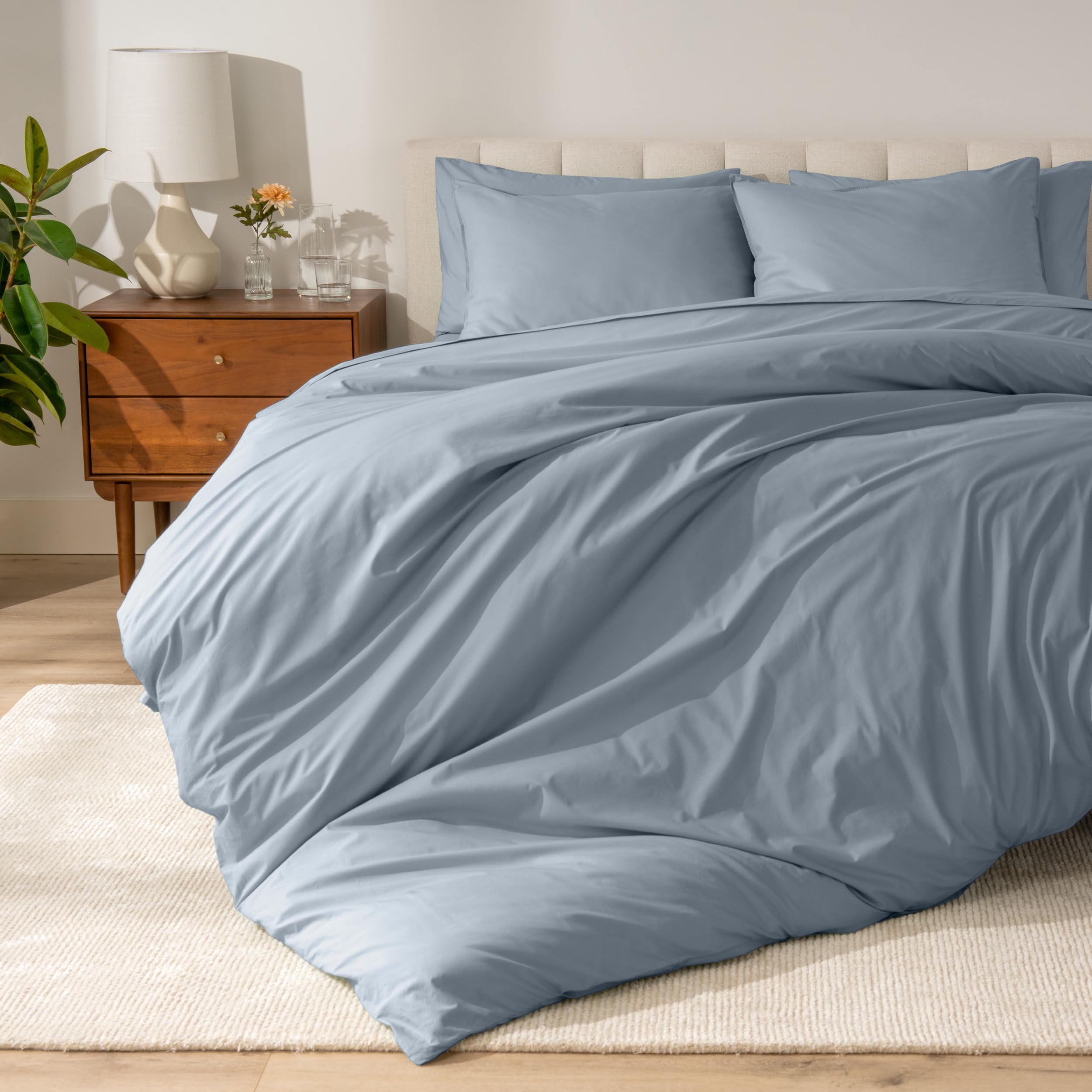 Photo 1 of Bare Home 100% Organic Cotton Twin/Twin Extra Long Duvet Cover Set - Crisp Percale Weave - Lightweight & Breathable - Cooling Duvet Cover Set (Twin/Twin XL, Dusty Blue)