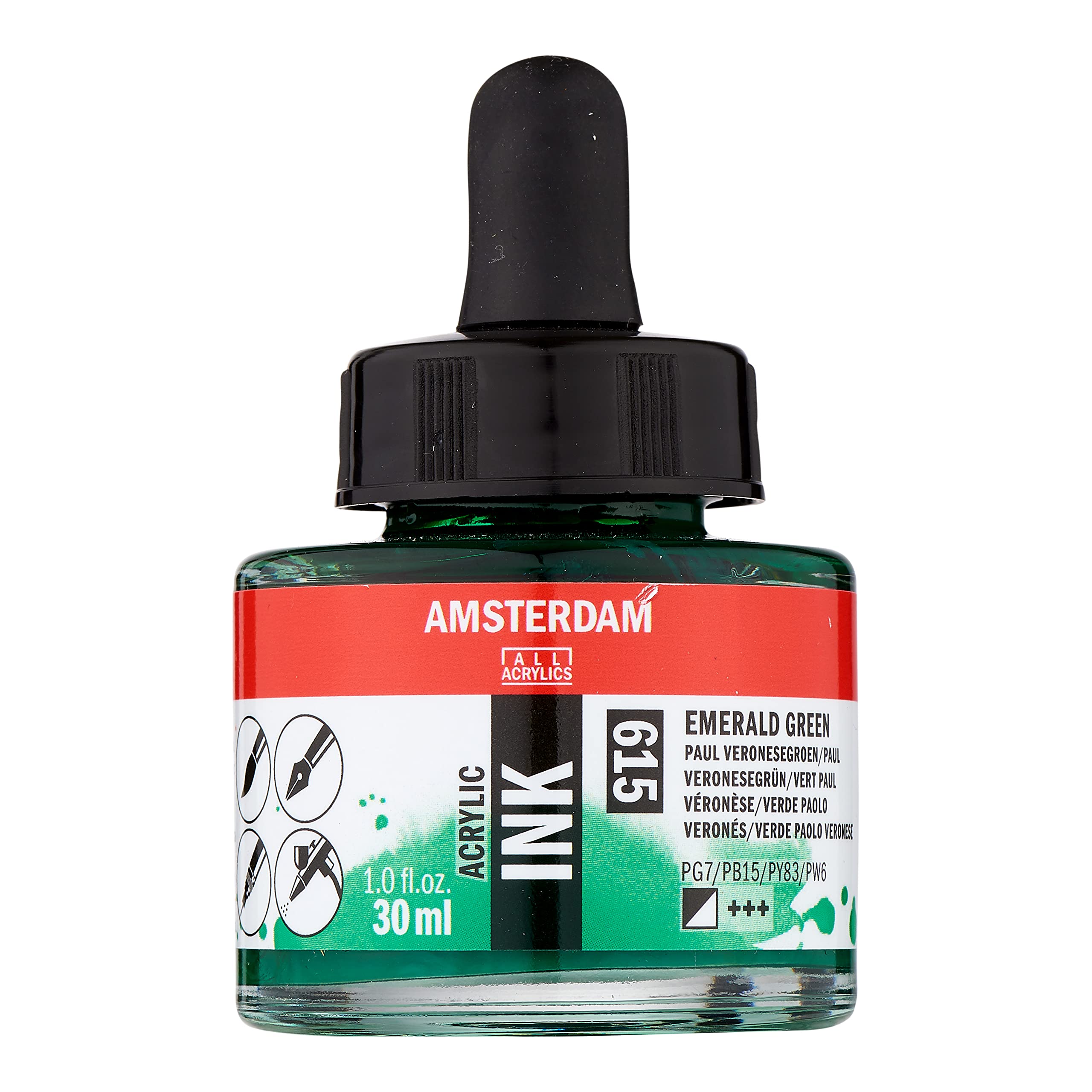 Amsterdam Acrylic Ink Bottle 30 ml Emerald green 615 (17206150)