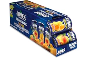 Jumex Mango Nectar Juice & Peach Nectar - Made with Fresh Fruit Puree - Tropical Fruit Juice Concentrate for Smoothie Mix, Cocktail Mixers & Kids Beverages - 11.3oz, 12 Pack Canned Drinks
