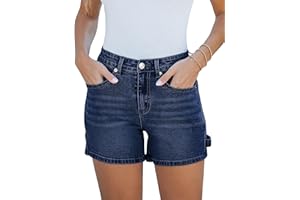 luvamia Jean Shorts for Women Trendy High Waisted Denim Shorts Carpenter Stretchy Summer Casual Mom Cut Off Jeans Shorts