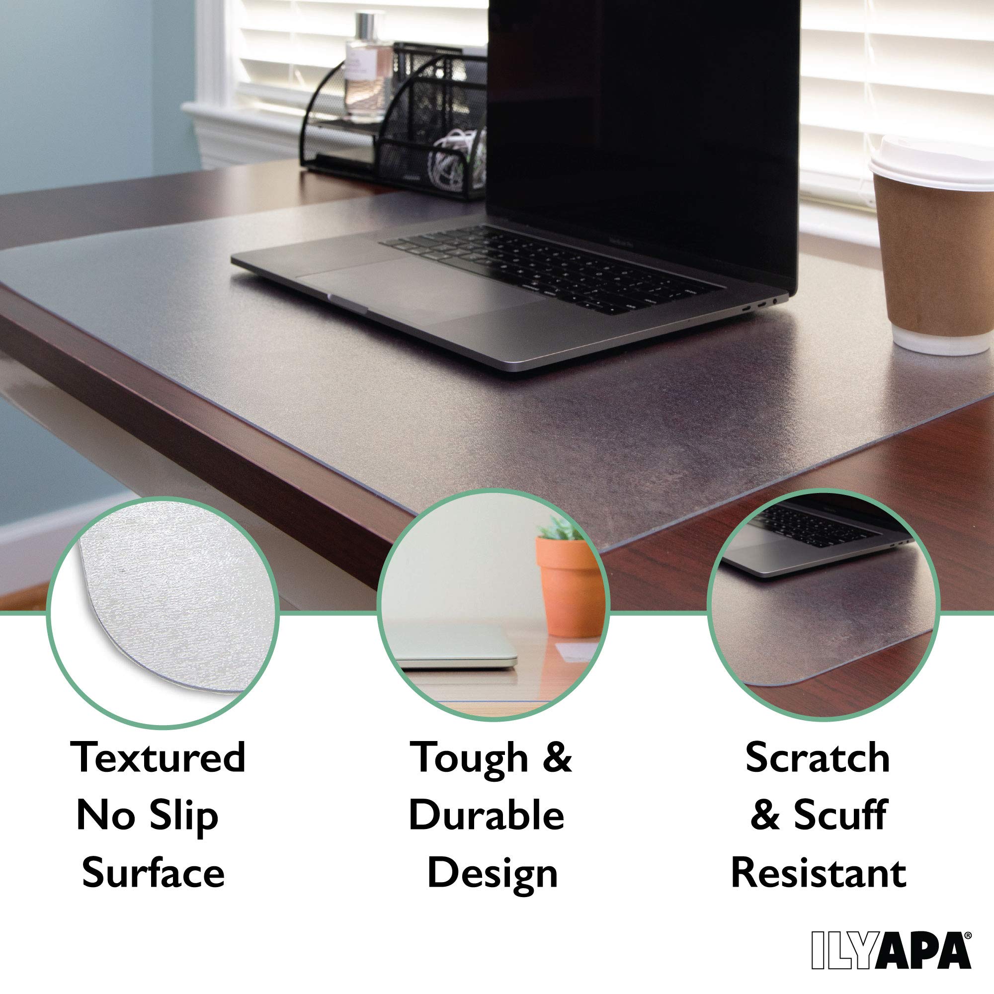 Office Desk Mat Clear Textured - 47 x 23 Inch Plastic Computer Pad for Desk