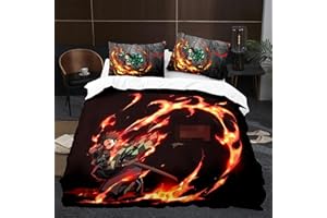 HVEEUL Anime 3D Demon Slayer: Duvet Cover 3 Piece Bedding Set,Teen Comforter Cover Set Super Soft Duvet Cover with Pillowcase(Style 27 King:104"x90")