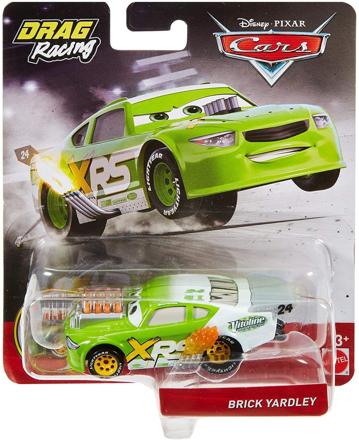Disney Cars GFV40 Pixar's Cars XRS Drag Racing Brick Yardley 1:55 Scale Die-cast Vehicle, Multicoloured