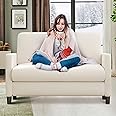 Welzona Loveseat Sofa, 51" Love Seat, Comfy Teddy Small Loveseat for Small Spaces, Tool-Free Setup Small Couch for Bedroom, All-Wood Small Couches for Small Spaces, No Pillow Include, Beige