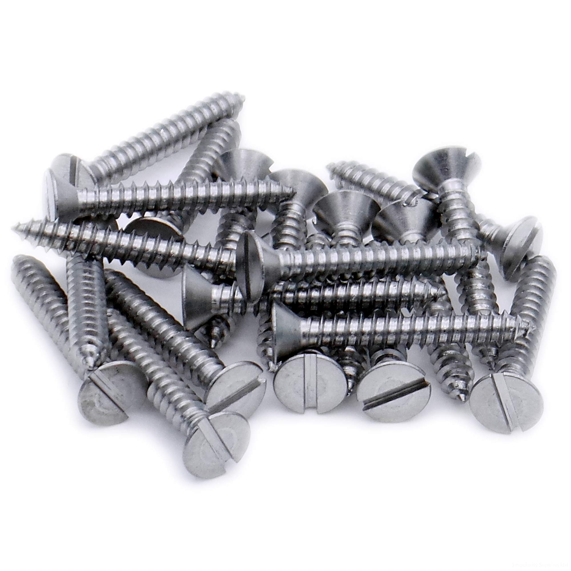 No.12 x 1.25 (5.5mm x 32mm) Slot Countersunk Self-Tapping Screw - Stainless Steel (A2) (Pack of 20)