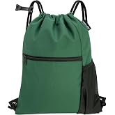 HOLYLUCK Men &amp; Women Outdoor Sport Gym Sack Waterproof Drawstring Backpack Bag (Standard with drawstring, Dark Green)