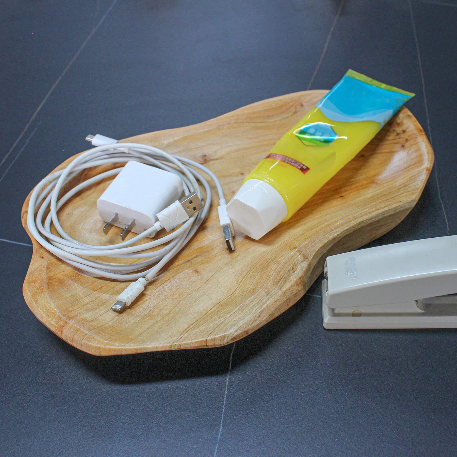 BTEOBFY Natural Wood Fruit Bowl 11-13 inch, Unique Handmade Wood Serving Platter, Wood Fruit Snack Dish for Sandwich Bread Serving, Appetizer Display, Vintage Ring Dish, Hand Carved Artworks - Image 7