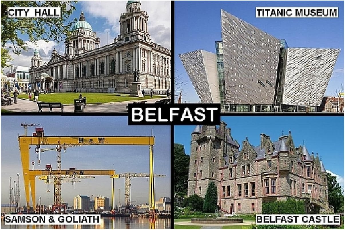 SOUVENIR FRIDGE MAGNET - BELFAST NORTHERN IRELAND 9cm x 6cm Jumbo