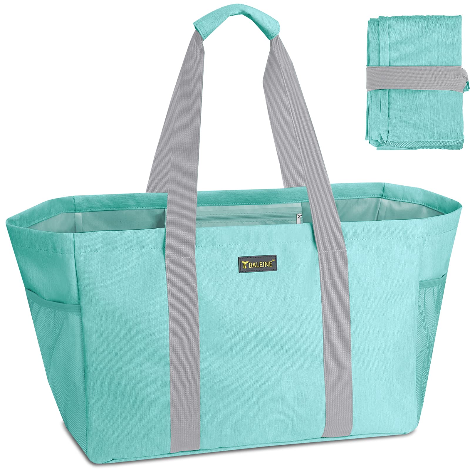 BALEINE BALEINE Soft 9 Gallon Extra Large Utility Tote, Foldable Reusable Storage Bag (Sea Green)