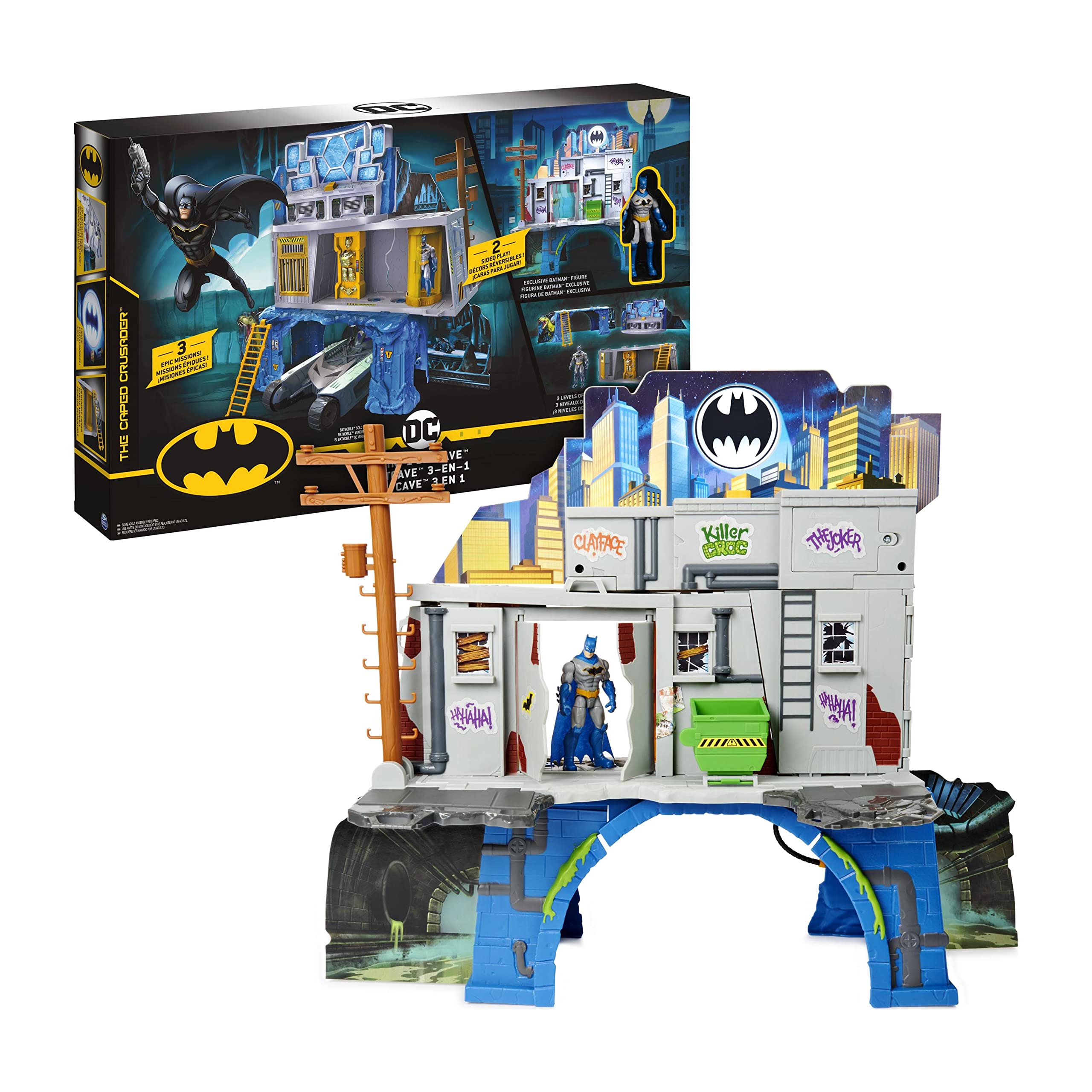 DC Comics BATMAN 3-in-1 Batcave Playset with Exclusive 4-inch BATMAN Action Figure