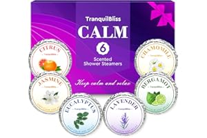 TranquilBliss Shower Steamers, Shower Bombs with Natural Fragrance, Self Care& Relaxation, Mother's Day, Christmas Birthday for Women and Mom, Individually Packaged, Purple Set 1 Packs（6 Tablets）