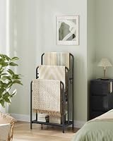 VASAGLE Freestanding Towel Rack 3-Tier 50x30x100 cm with Shelf Ebony Black view 3