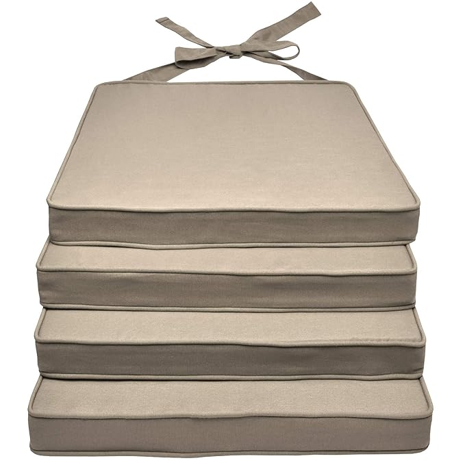 Beautissu Loft SK Stuhlkissen 4er Set - Bequemes Sitzkissen für Stühle 45x40x5 cm - Mit Schleife - Natur & div Farben wählbar