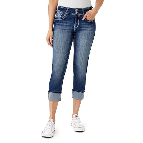 WallFlower Women's Luscious Curvy 23.5'' Crop Mid-Rise Insta Stretch Juniors (Standard and Plus), Jillian