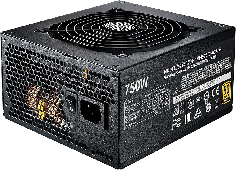 MWE 750 Gold V2 - Fuente de Alimentación 750W Modular (Enchufe EU), 80 PLUS Gold, Cableado Negro Plano, Ventilador HDB 120 mm, Umbral de Alta Temperatura - 5 Años de Garantía