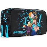Get Trend Minecraft Pencil Case for Boys, Pencil Pouch with 2 Zipped Compartments, Back-to-School Marker &amp; Pen Case, Organizer for School Supplies, Stationery, Gamer Gifts (Multi Minecraft)