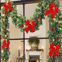 Amazon.com: ATDAWN Guirnalda de Navidad de 9 pies, guirnalda ...