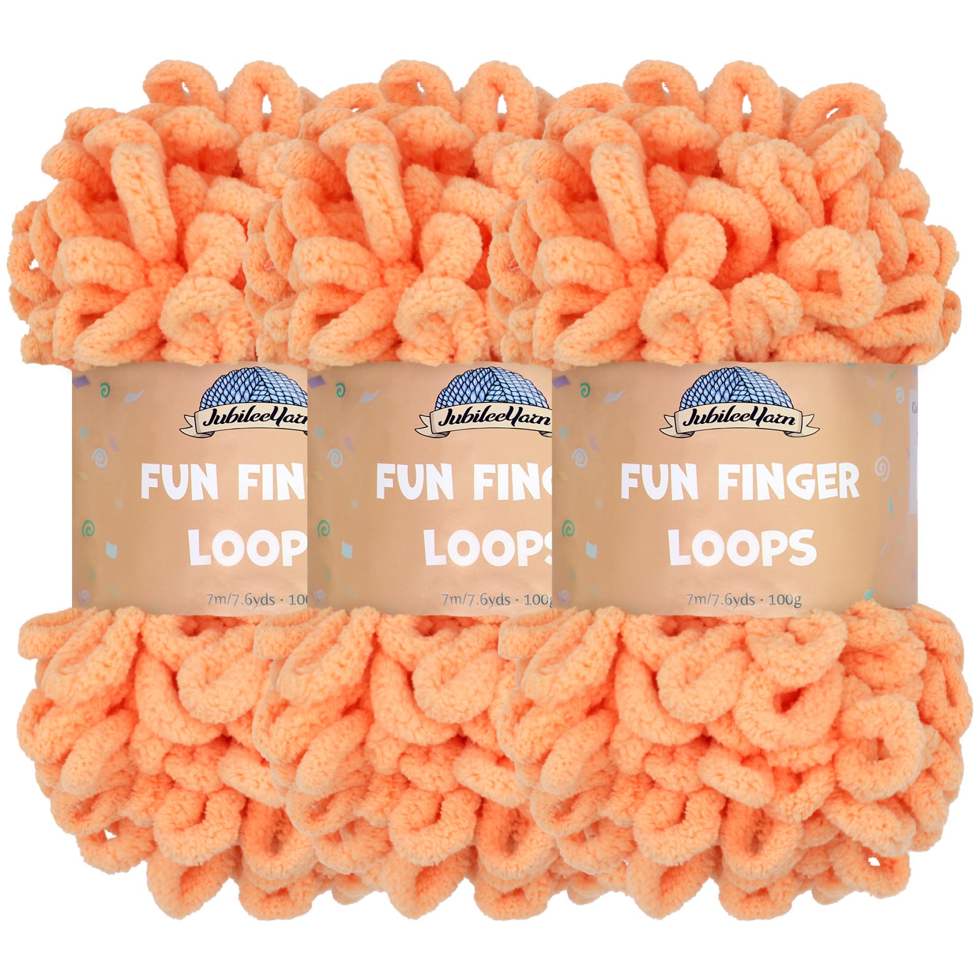 JubileeYarn Fun Finger Loops Yarn - Polyester Jumbo Weight Loop Yarn - 100g/Skein - Nectar - 3 Skeins