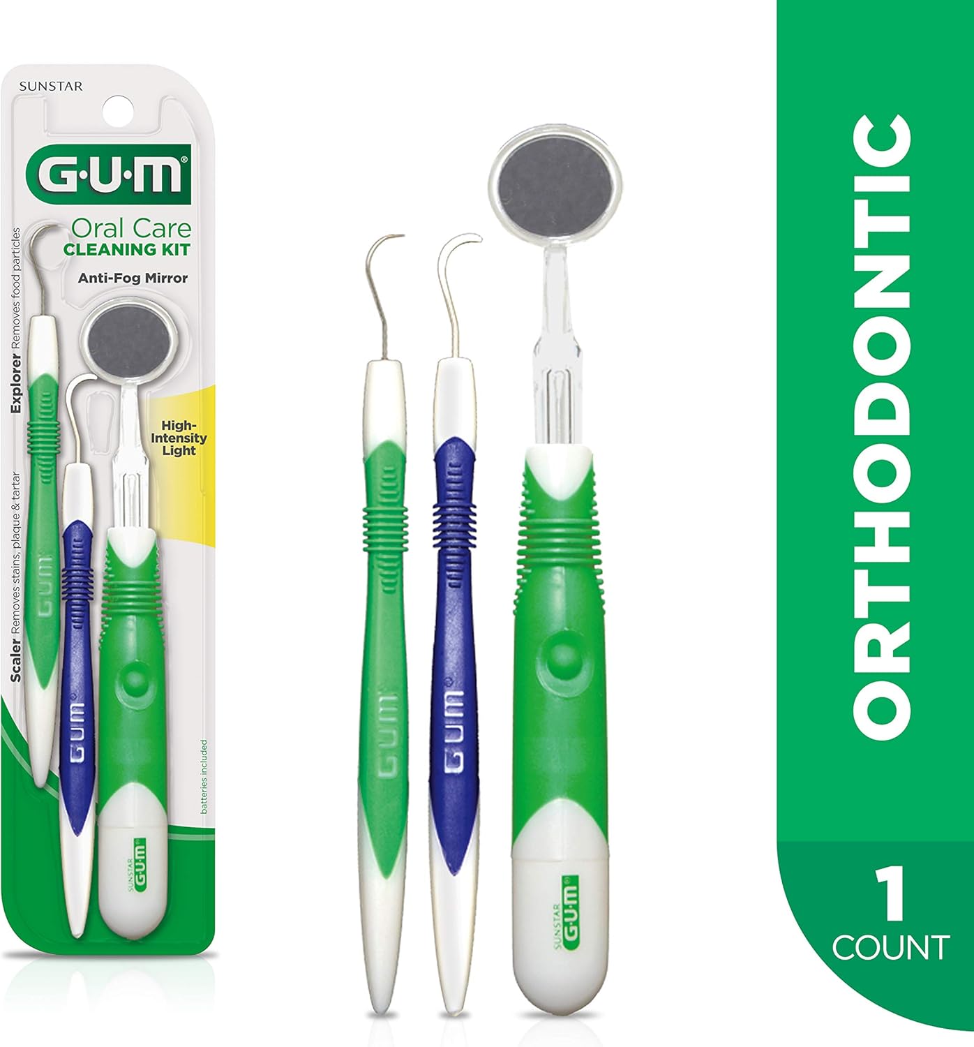 GUM Oral Care Cleaning Kit - Lighted Mirror, Explorer Pick, and Scaler: Industrial & Scientific