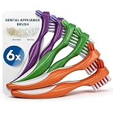 Soft Bristle Denture Brush &ndash; For Dentures, Retainers &amp; Aligners &ndash; 6 Pack | Made with Premium DuPont&reg; Nylon Bristles (0.18 mm) for Gentle Plaque Removal &ndash; Ergonomic Handle &amp; Dual Brush Heads