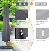 RICHIE Garden Parasol Cover 190x25x50cm 600D Oxford PVC Waterproof Grey view 5