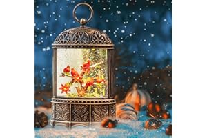 TIJNN 11" Christmas Snow Globe Lights, Light Up Snow Globe Cardinal Scene, Music Flashing Snowflake Christmas Snow Globe, USB and Battery Powered Christmas Decoration Gifts