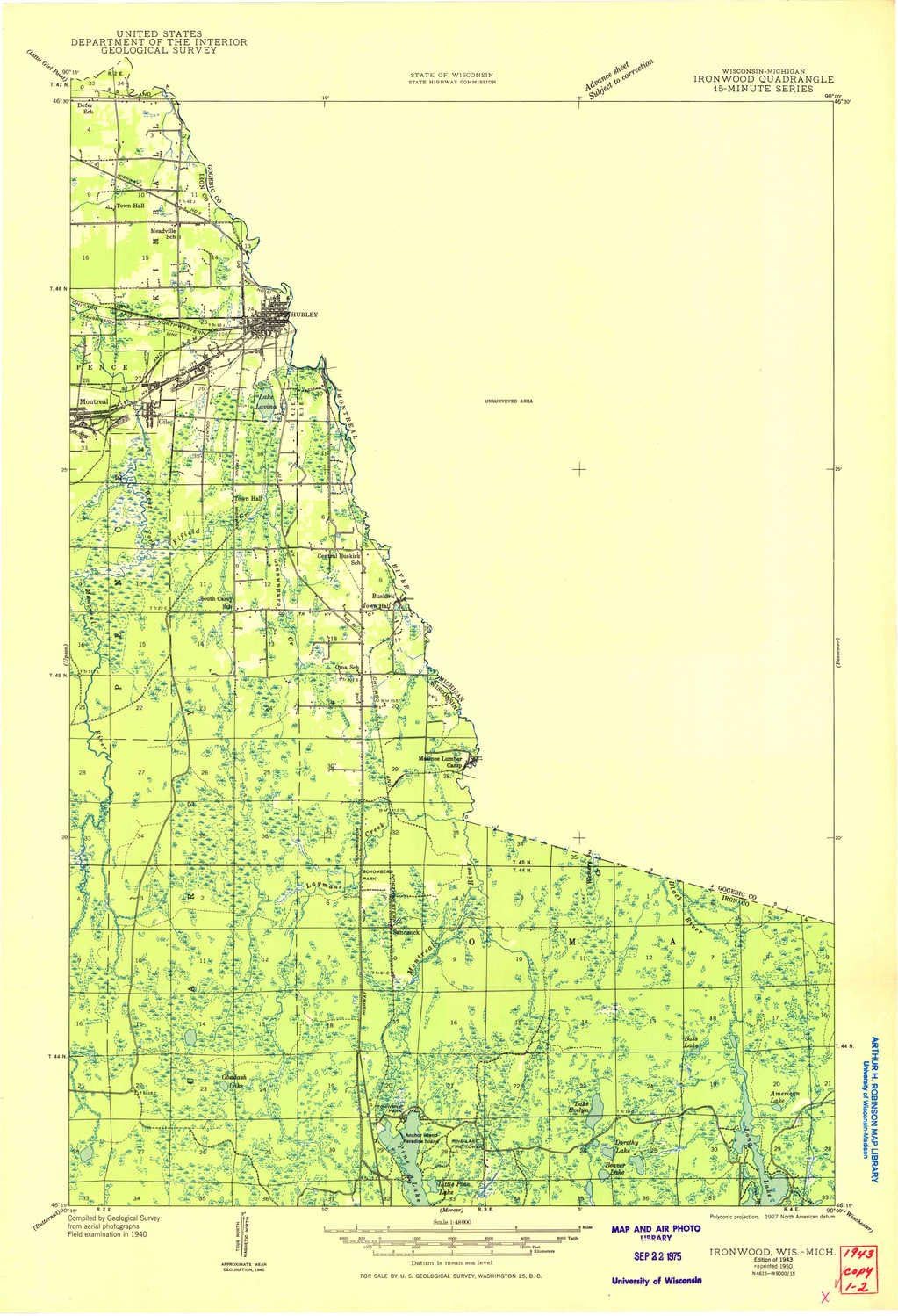 Amazon.com : YellowMaps Ironwood MI topo map, 1:48000 Scale, 15 X 15 ...