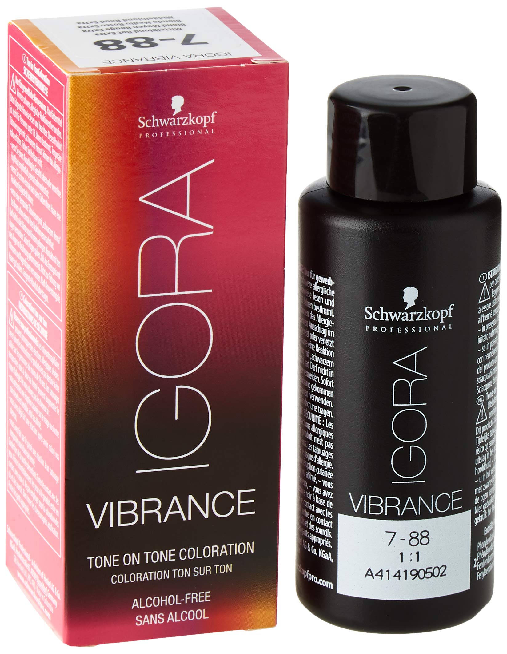 Schwarzkopf Professional Igora Vibrance Tone on Tone Hair Colour, No. 7-88 Medium Blonde Red Extra, 60 ml