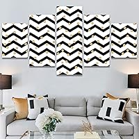 SIGNWIN 5 Panel Canvas Wall Art Modern Art Decorative Elements Fun Geometric Mixed Media Multicolor Patterns for Home Decorations Ready to Hang - 60