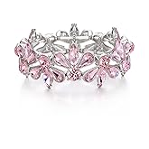 EleQueen Wedding Party Costume Bracelet for Women, Rhinestone Crystal Stretch Bangle for Bridal Brides