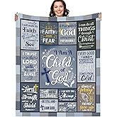 Bozidol Christian Gifts for Women Men, 50"X60" I Am a Child of God Blanket, Soft Flannel Throw Blanket with Bible Verses, Inspirational Religious Birthday Gifts, Catholic Baptismal Gifts for Boys