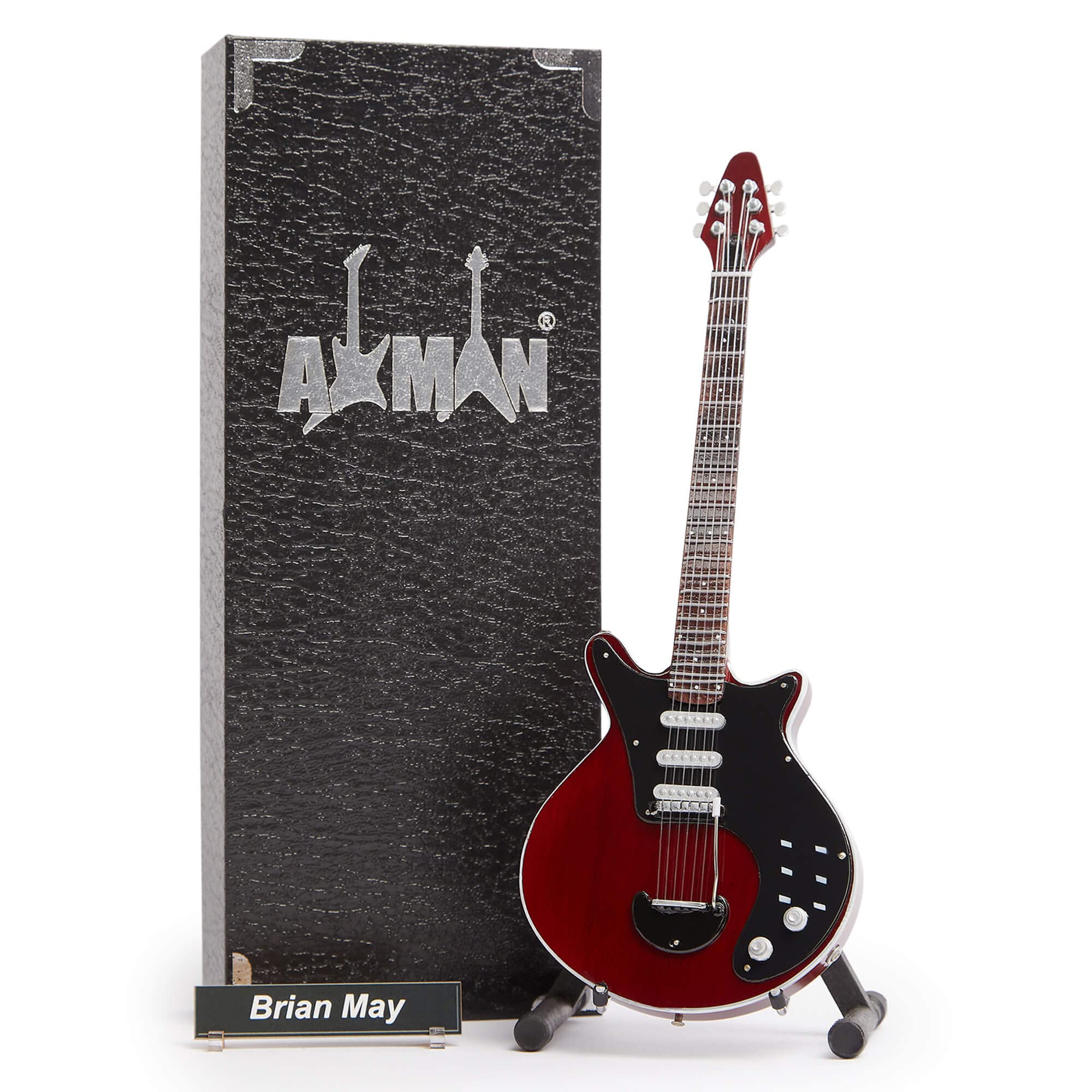 B May Red Special (Queen) Miniature Guitar Replica - Music Gifts - Handmade Ornamental 1/4 Scale - Includes a Display Box, Name Tag and Miniature Guitar Stand