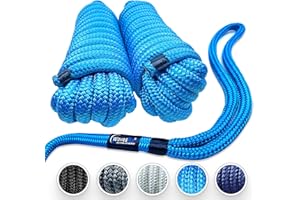 WavesRx Premium Boat Ropes for Docking & Pontoon | Double Braided Nylon Marine Dock Lines with Loop | UV & Saltwater Resistant Boat Mooring Rope