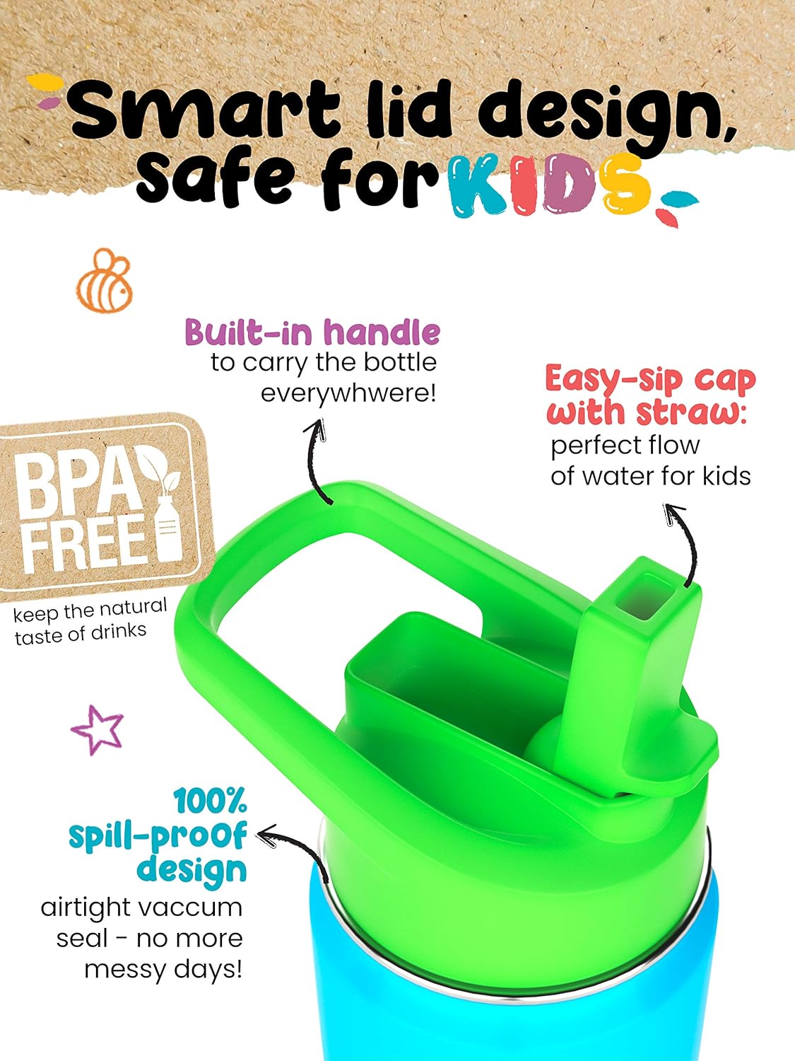 Kids Water Bottle - 350ml, Purple, 350 ml - Image 4