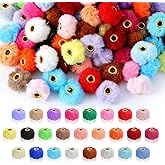 Sibba Pom Pom Beads 60 PCS 10 Colors Fluffy Faux Fur Beads for Pens DIY Crafts Jewelry Keychain Making Handicrafts Accessories Jewelry Keychain Craft Accessories for Halloween Thanksgiving Christmas